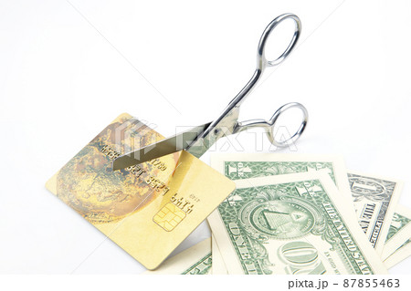 scissors cut bank card. business problems. bank account change. currency deposit security 87855463