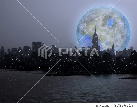Terraformed moon over Manhattan 87856215