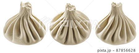 Raw georgian khinkali, frozen dumplings isolated on white background Raw georgian khinkali, frozen dumplings isolated on white background 87856628