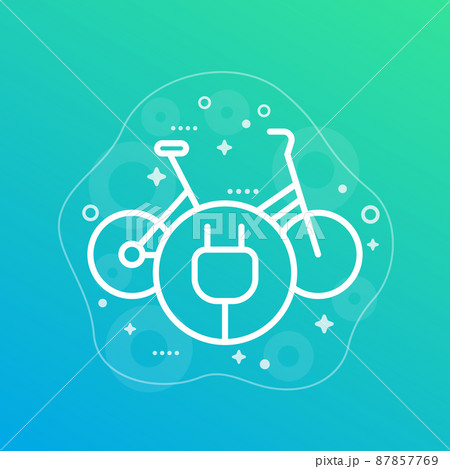 electric bike line icon with a plug, vector 87857769