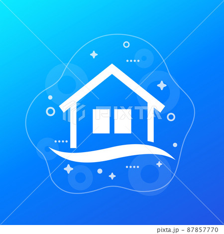 Flood vector icon with house and water 87857770