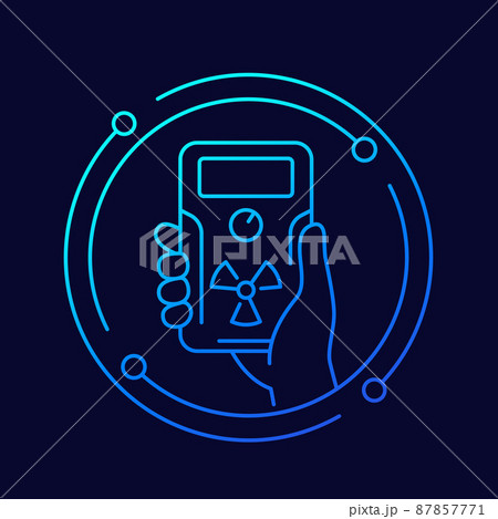 radiation detector in hand line icon, vector 87857771