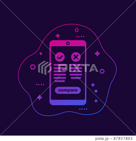 Pros and cons mobile app, vector 87857803
