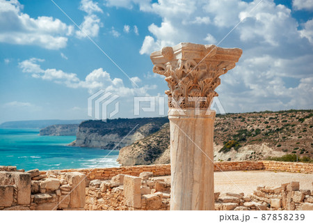 Close-up of ancient column at Kourion archaeological site. Limassol District, Cyprus Close-up of ancient column at Kourion archaeological site. Limassol District, Cyprus 87858239