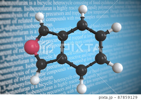 Isobenzofuran scientific molecular model, 3D rendering Isobenzofuran scientific molecular model, 3D rendering 87859129