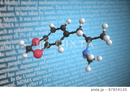 Molecular model of mdma, 3D rendering Molecular model of mdma, 3D rendering 87859130