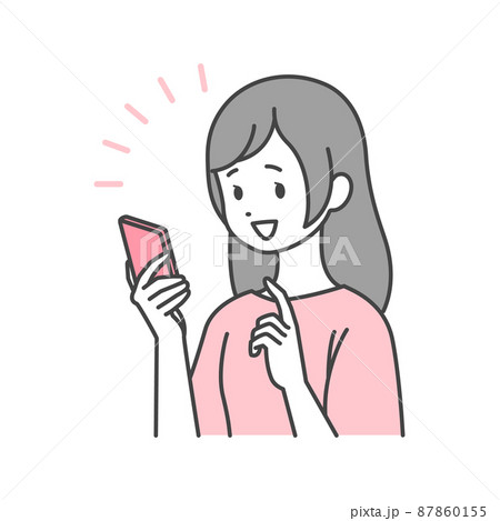スマホを使う楽しげな女性 87860155