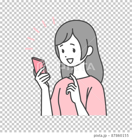 スマホを使う楽しげな女性 87860155