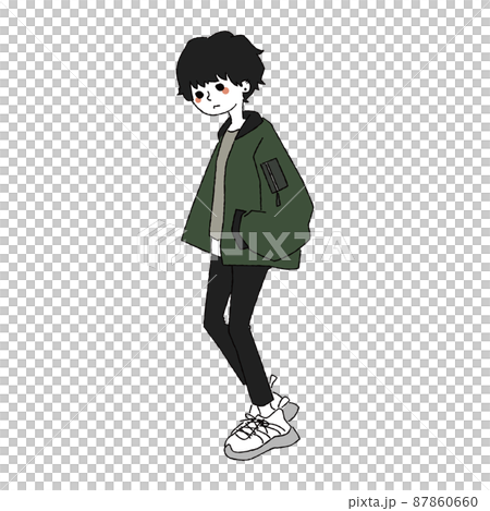 穿著 MA-1_fashion illustration_color 的休閒時尚男士 87860660