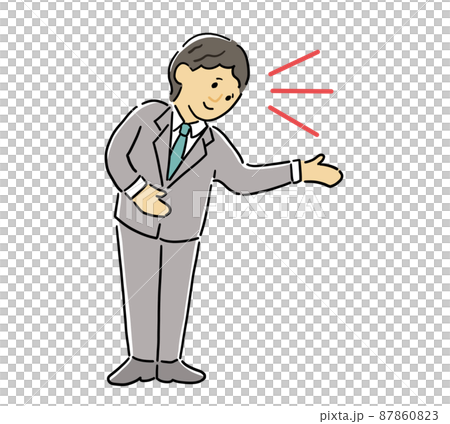 説明、案内をするスーツを着た男性 説明、案内をするスーツを着た男性 87860823