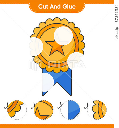 Cut and glue, cut parts of Trophy and glue them. Educational children game, printable worksheet, vector illustration Cut and glue, cut parts of Trophy and glue them. Educational children game, printable worksheet, vector illustration 87861584