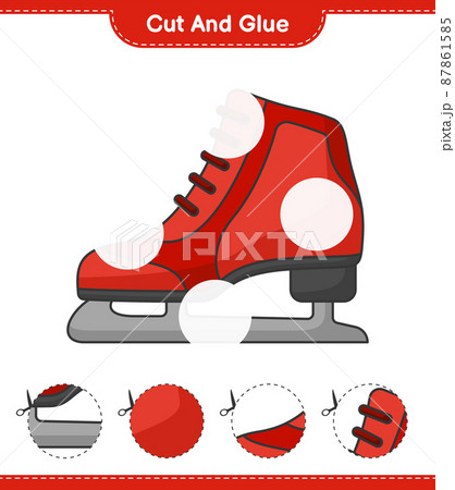 Cut and glue, cut parts of Ice Skates and glue them. Educational children game, printable worksheet, vector illustration Cut and glue, cut parts of Ice Skates and glue them. Educational children game, printable worksheet, vector illustration 87861585