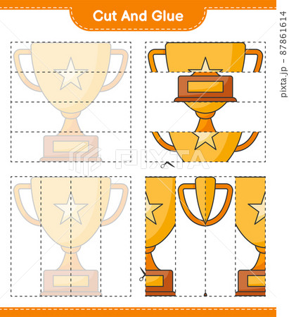 Cut and glue, cut parts of Trophy and glue them. Educational children game, printable worksheet, vector illustration Cut and glue, cut parts of Trophy and glue them. Educational children game, printable worksheet, vector illustration 87861614