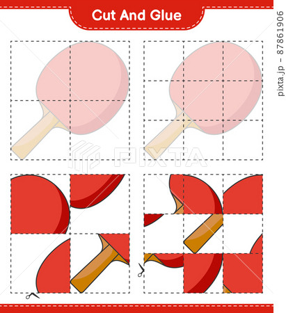 Cut And Glue Cut Parts Of Ping Pong Racket And のイラスト素材