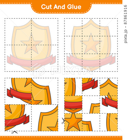 Cut and glue, cut parts of Trophy and glue them. Educational children game, printable worksheet, vector illustration 87861916
