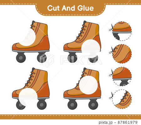 Cut and glue, cut parts of Roller Skate and glue them. Educational children game, printable worksheet, vector illustration 87861979