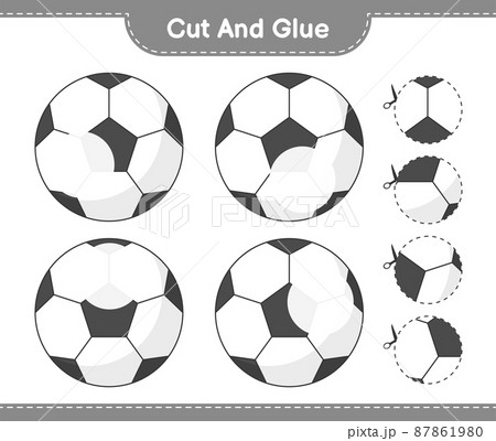Cut and glue, cut parts of Soccer Ball and glue them. Educational children game, printable worksheet, vector illustration Cut and glue, cut parts of Soccer Ball and glue them. Educational children game, printable worksheet, vector illustration 87861980