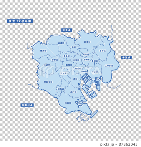 東京23区地図 シンプル淡青 市区町村 東京23区地図 シンプル淡青 市区町村 87862043