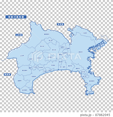 神奈川県地図 シンプル淡青 市区町村 87862045