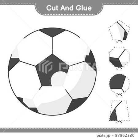 Cut and glue, cut parts of Soccer Ball and glue them. Educational children game, printable worksheet, vector illustration Cut and glue, cut parts of Soccer Ball and glue them. Educational children game, printable worksheet, vector illustration 87862330