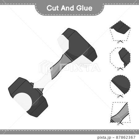 Cut and glue, cut parts of Dumbbell and glue them. Educational children game, printable worksheet, vector illustration 87862367