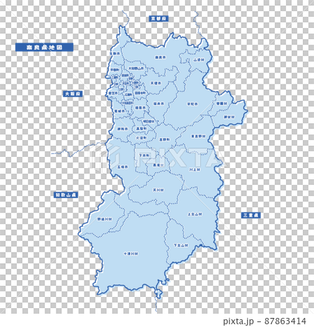 Nara Prefecture Map Simple Light Blue Municipality 87863414