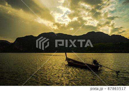 landscape  sky  with Small Fishing Boats in Thailand 87863517