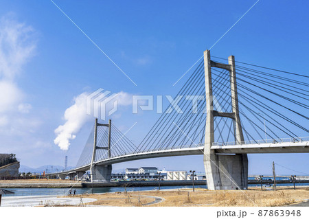 青空と松川浦大橋 福島県相馬市 青空と松川浦大橋 福島県相馬市 87863948