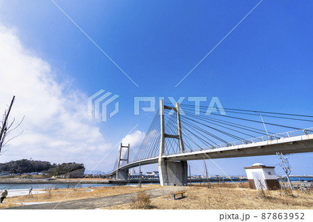 青空と松川浦大橋 福島県相馬市 青空と松川浦大橋 福島県相馬市 87863952