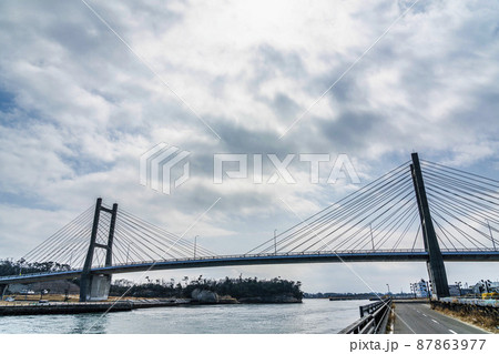 青空と松川浦大橋 福島県相馬市 青空と松川浦大橋 福島県相馬市 87863977