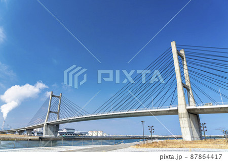 青空と松川浦大橋 福島県相馬市 青空と松川浦大橋 福島県相馬市 87864417