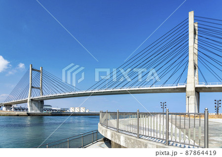 青空と松川浦大橋 福島県相馬市 青空と松川浦大橋 福島県相馬市 87864419