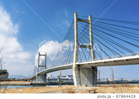 青空と松川浦大橋 福島県相馬市 青空と松川浦大橋 福島県相馬市 87864428