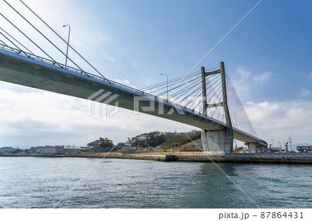 青空と松川浦大橋 福島県相馬市 青空と松川浦大橋 福島県相馬市 87864431