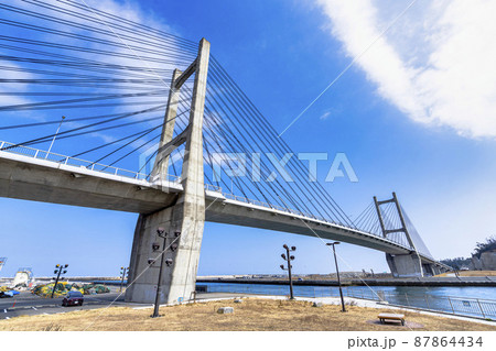 青空と松川浦大橋 福島県相馬市 青空と松川浦大橋 福島県相馬市 87864434