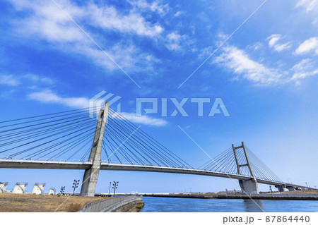 青空と松川浦大橋 福島県相馬市 青空と松川浦大橋 福島県相馬市 87864440