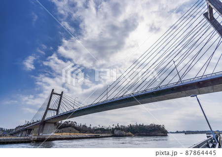 青空と松川浦大橋 福島県相馬市 青空と松川浦大橋 福島県相馬市 87864445