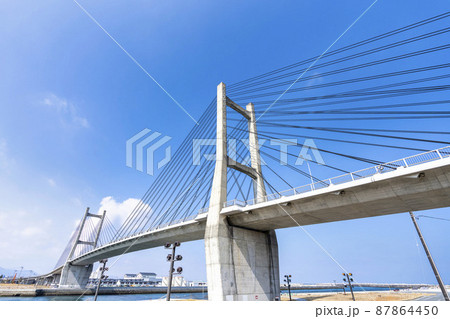 青空と松川浦大橋 福島県相馬市 青空と松川浦大橋 福島県相馬市 87864450
