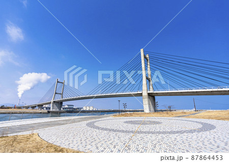 青空と松川浦大橋 福島県相馬市 青空と松川浦大橋 福島県相馬市 87864453