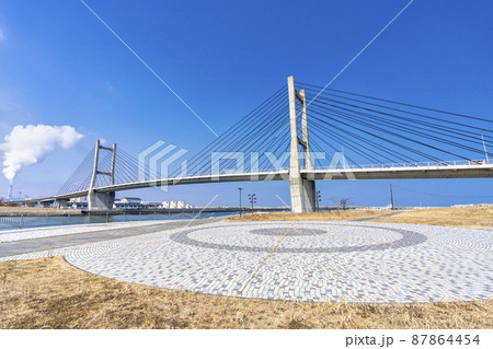 青空と松川浦大橋 福島県相馬市 青空と松川浦大橋 福島県相馬市 87864454