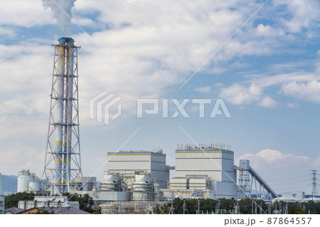 青空と新地発電所 福島県新知町 青空と新地発電所 福島県新知町 87864557