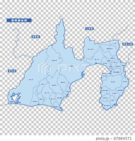 静岡県地図 シンプル淡青 市区町村 静岡県地図 シンプル淡青 市区町村 87864571