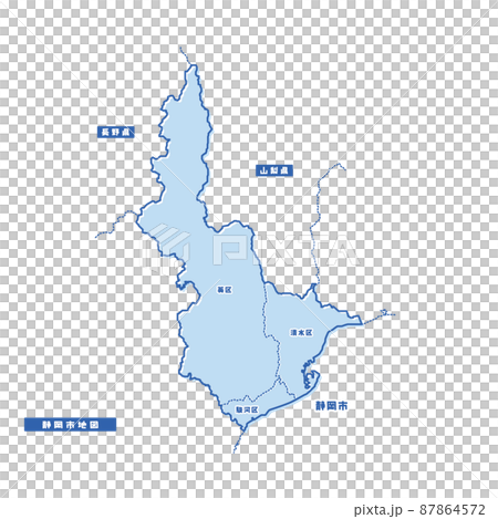 Shizuoka City Map Simple Light Blue Municipality - Stock Illustration ...