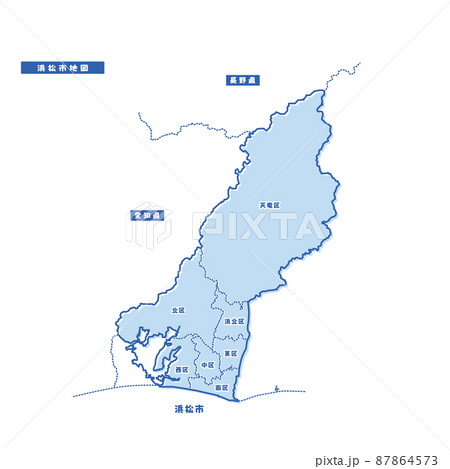 浜松市地図 シンプル淡青 市区町村 87864573