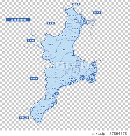 Mie Prefecture Map Simple Light Blue Municipality Mie Prefecture Map Simple Light Blue Municipality 87864578