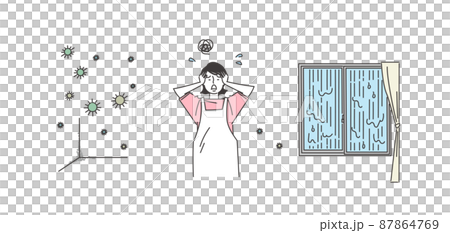Woman in rain, mold and apron 87864769