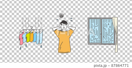 Indoor drying and women on a rainy day 87864771