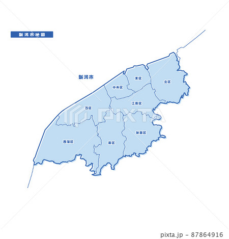 新潟市地図 シンプル淡青 市区町村 新潟市地図 シンプル淡青 市区町村 87864916