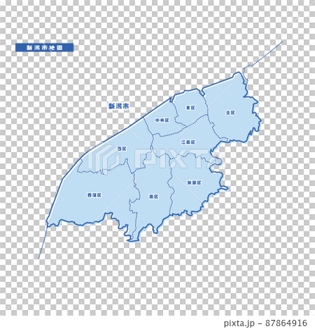 新潟市地図 シンプル淡青 市区町村 新潟市地図 シンプル淡青 市区町村 87864916