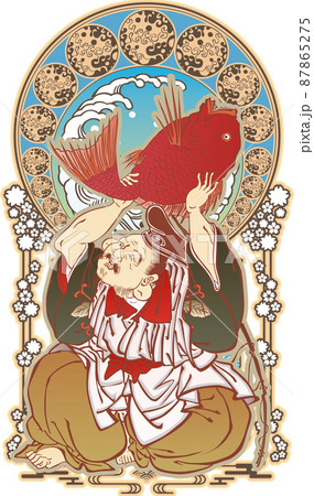 浮世絵 七福神 その19 和風ゴシックバージョンのイラスト素材